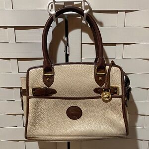Vintage Dooney & Bourke Cream and Brown Women's Handbag